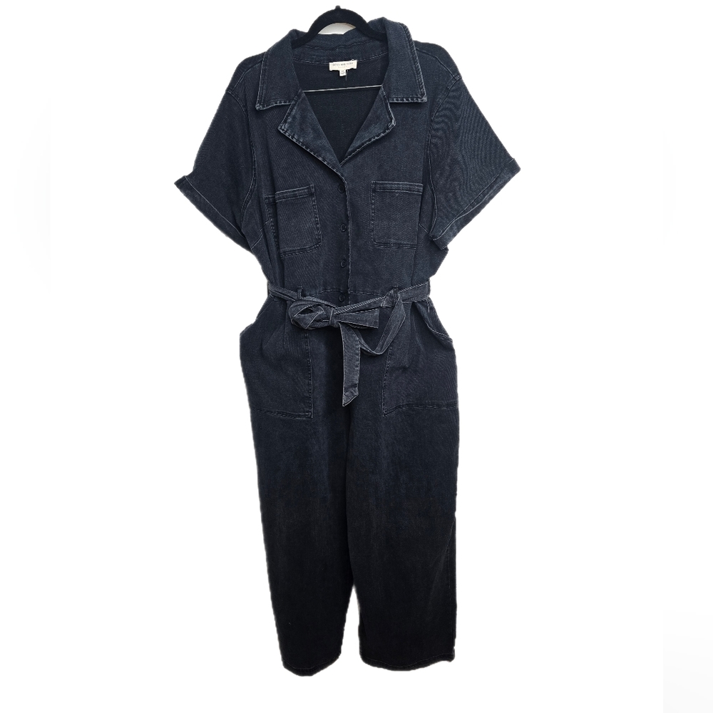 Industrial Revolution Blue Denim Buttoned belted jumpsuit Curvy w/pockets -  2X